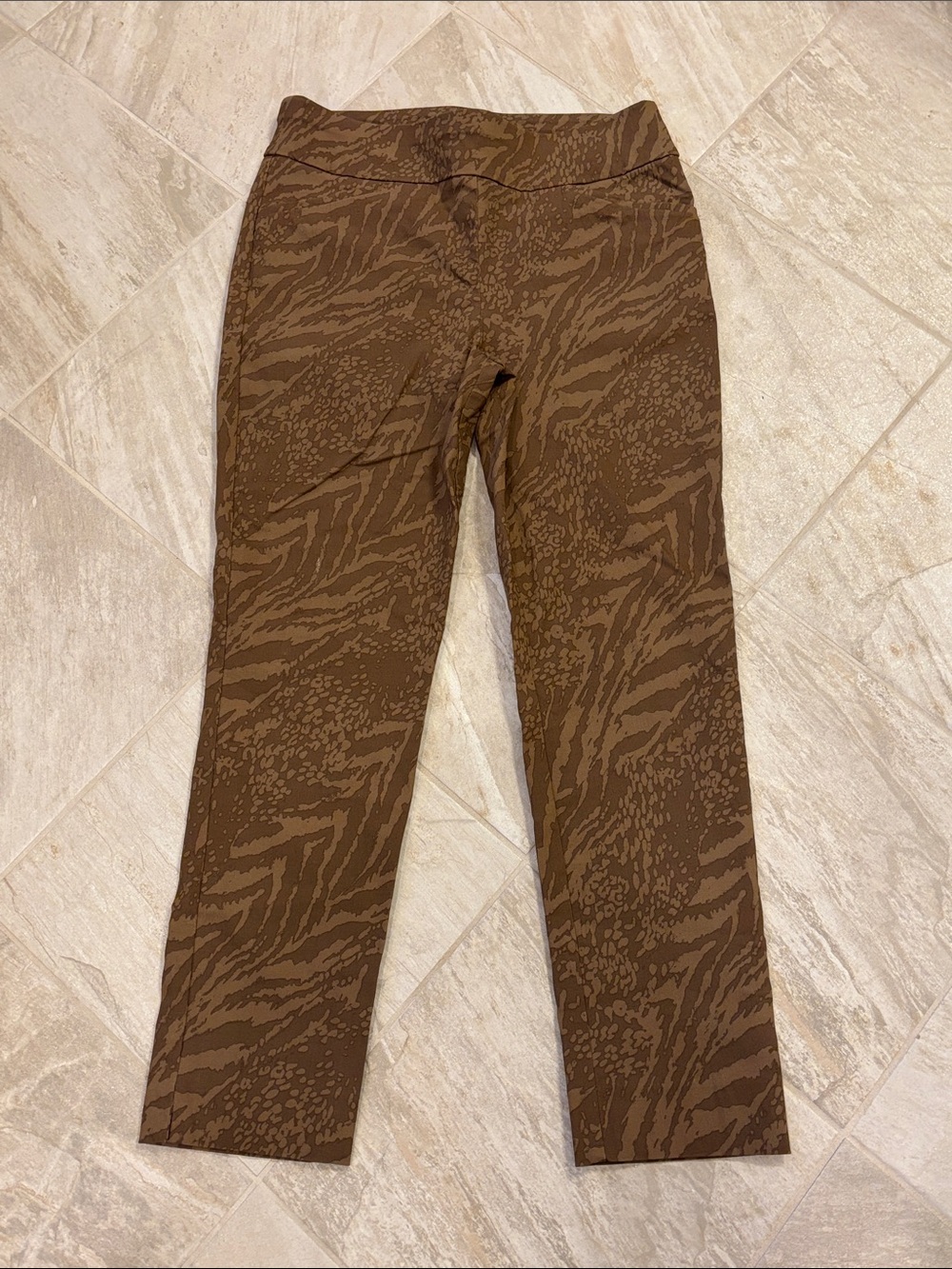 Chico's Perfect Stretch Pull On Brown Animal-Print Pants